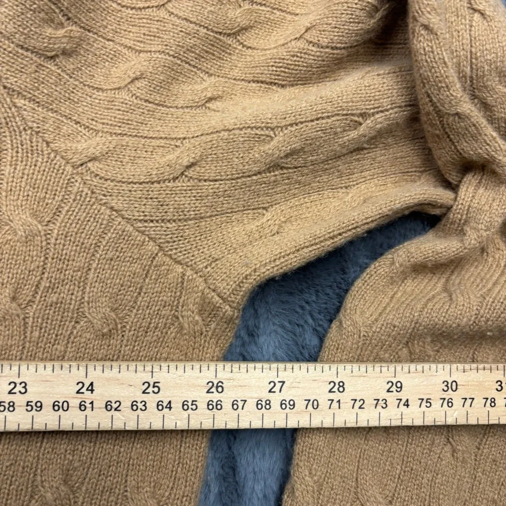 Polo Ralph Lauren Mens XXL Camel Tan Cable Knit 100% Lambswool Crewneck Sweater